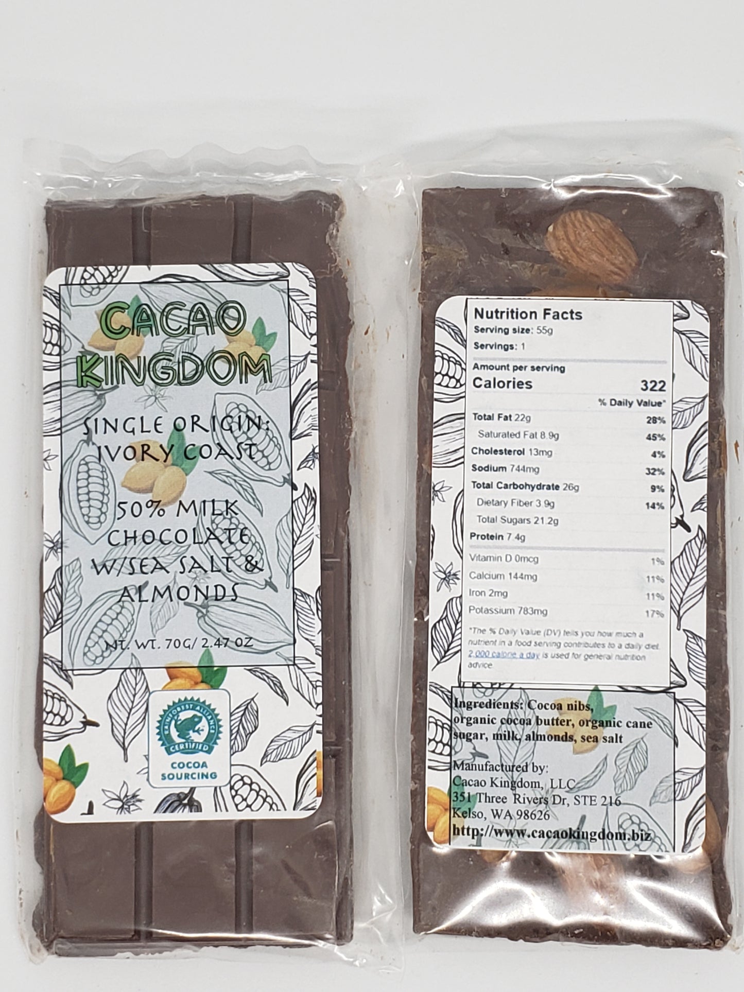50% Ivory Coast Milk Chocolate with Sea Salt & Almonds