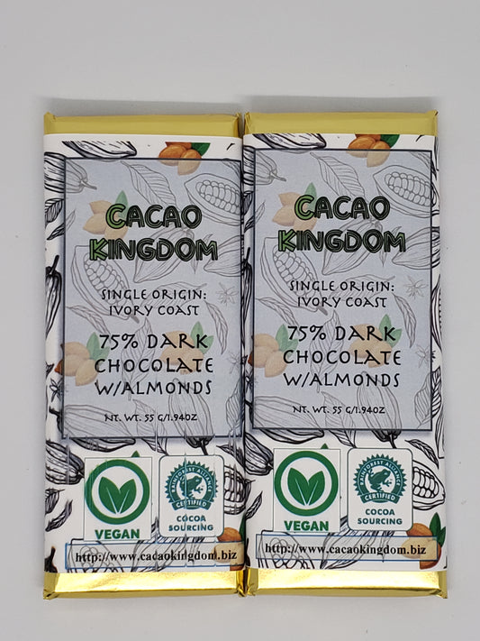 75% Ivory Coast Dark Chocolate with Almonds