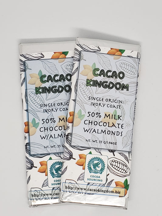 50% Ivory Coast Milk Chocolate with Almonds