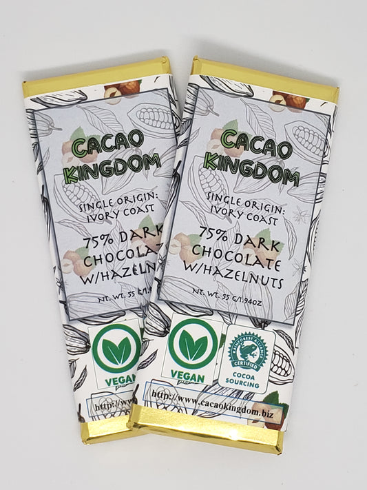 75% Ivory Coast Dark Chocolate with Hazelnuts