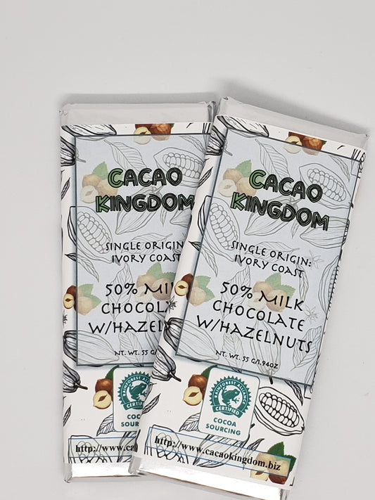 50% Ivory Coast Milk Chocolate with Hazelnuts